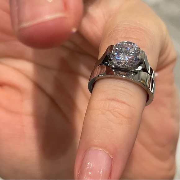 0.5-2Ct VVS CZ Set Wedding Ring 316L Stainless Steel - Picture 10 of 16